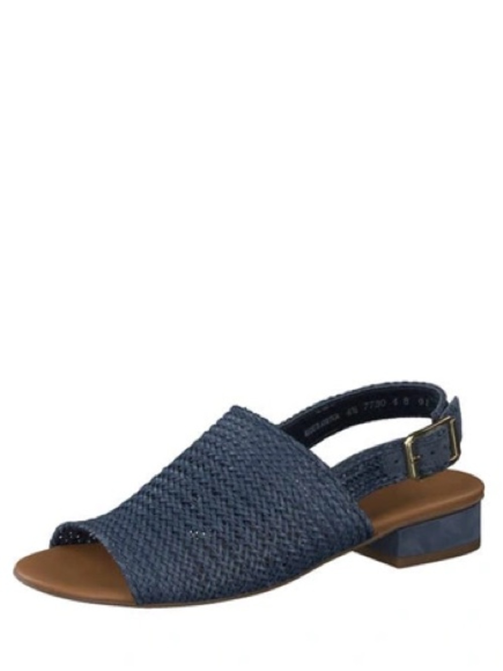 Paul Green Helena Woven Leather Block Heel Sandal In Indigo Woven Sportnubuk